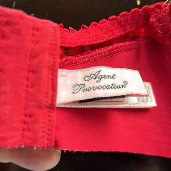 Agent Provocateur Bra Audrey Underwire lace stretch red pink adjustable 34DD - Picture 15 of 16